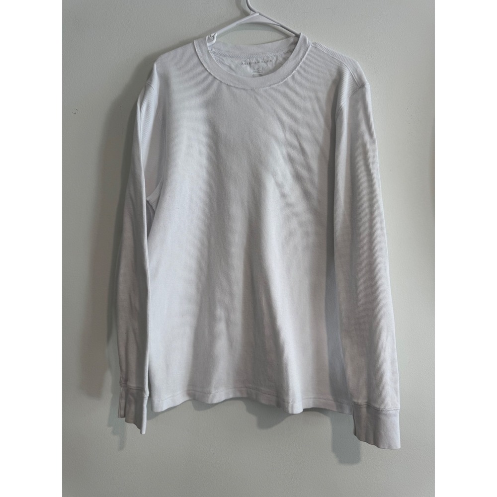 American Eagle Waffle Knit Thermal Shirt Mens Large White Long Sleeve Cotton